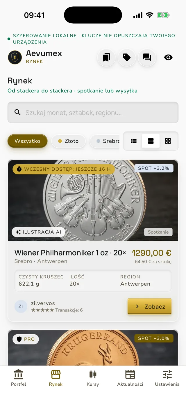 Rynek Aevumex z ogłoszeniami innych stackerów