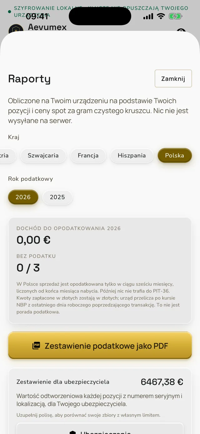 Raporty Aevumex do podatku i ubezpieczenia